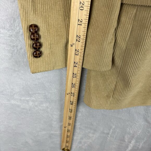 Lauren Ralph Lauren Corduroy Sports Jacket Blazer 40R Tan Silk Lined Knotted - Picture 10 of 10